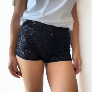 Hotpants neri con strass