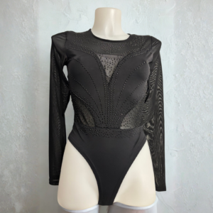 Body nero con borchiette decorative