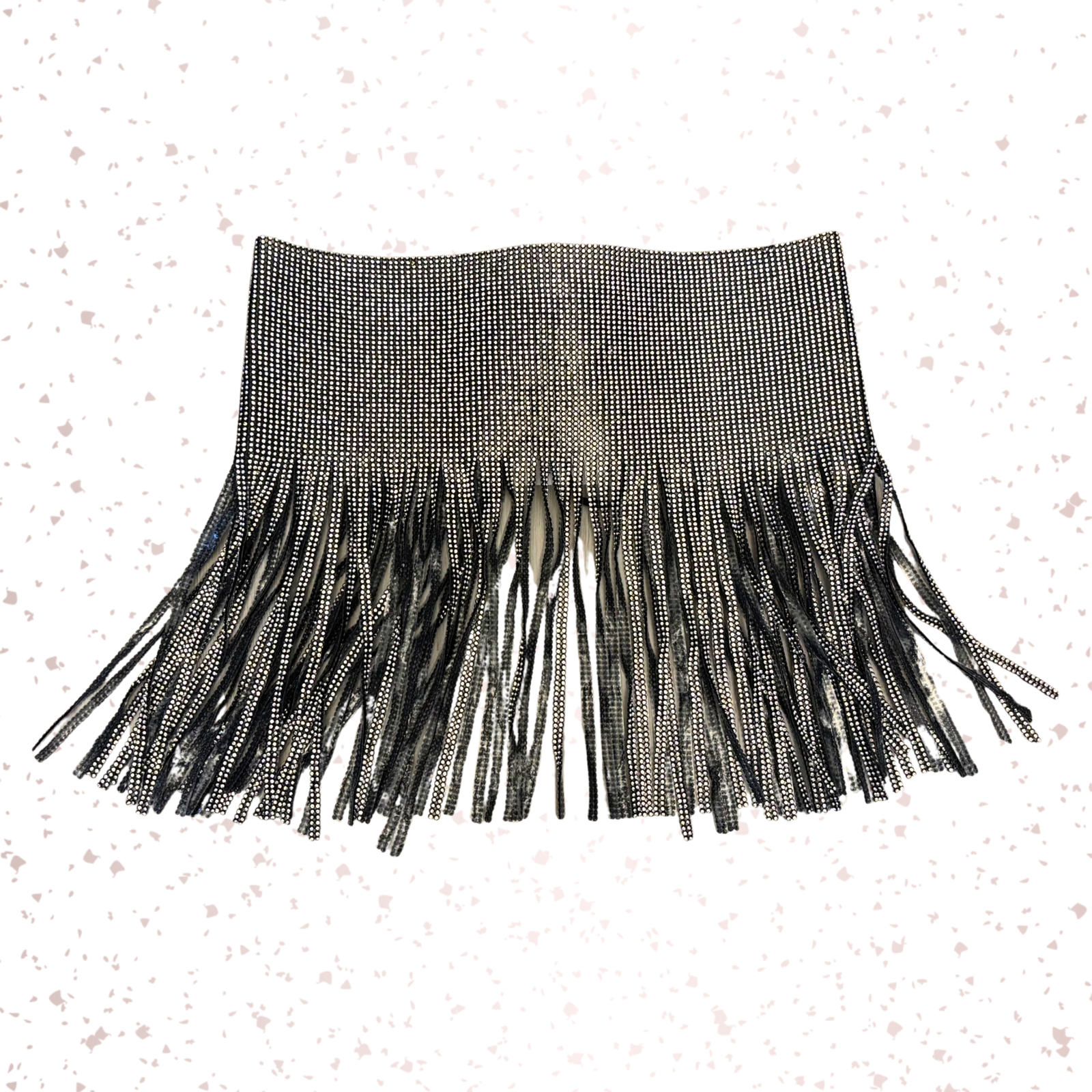 Minigonna con frange in strass