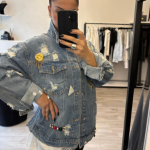 Giacca Blue Jeans con Pins decorativi