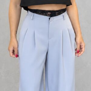 Pantalone con dettaglio pizzo al girovita